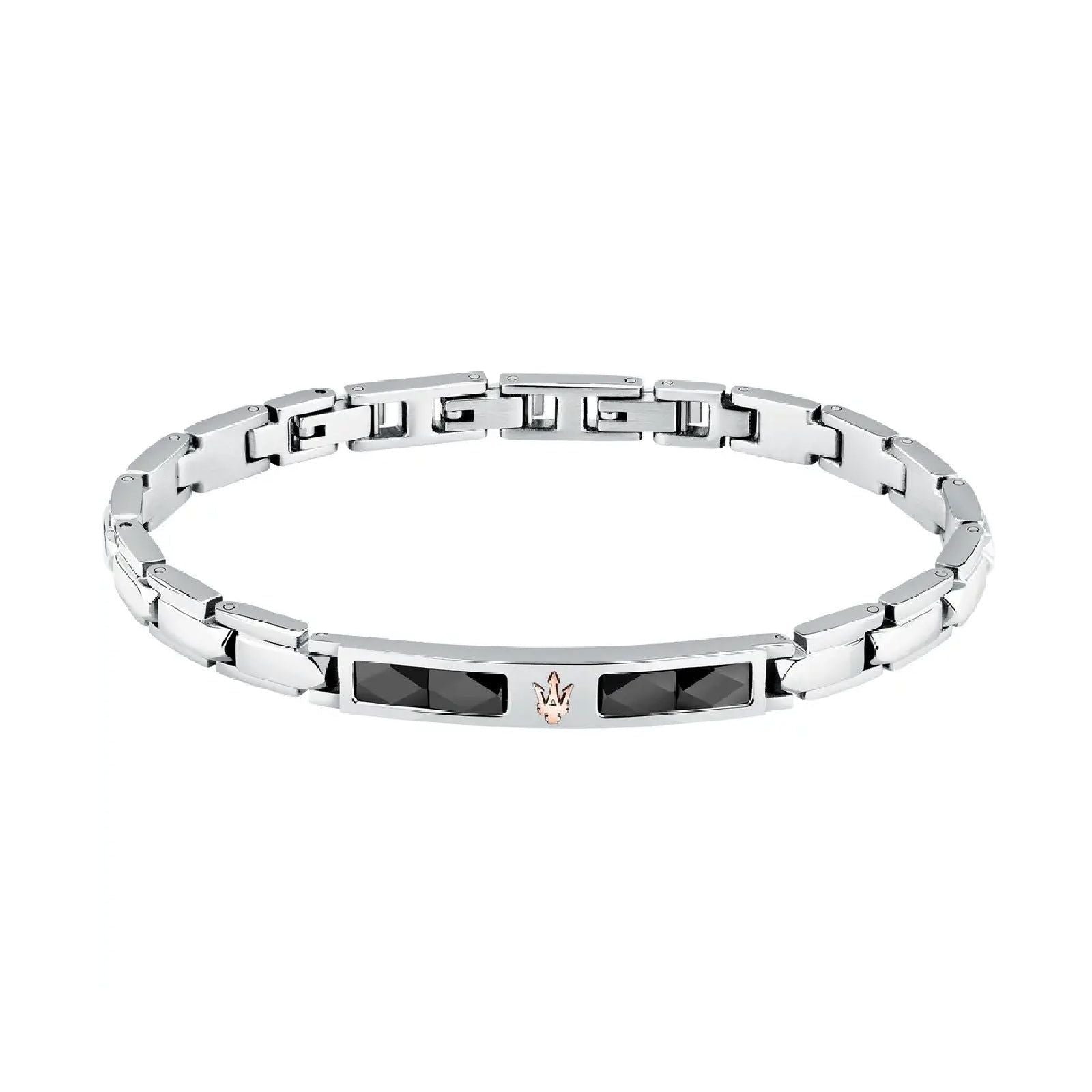 Bracciale uomo Maserati Ceramic in acciaio con 4 elementi in ceramica nera JM224ATZ40-1
