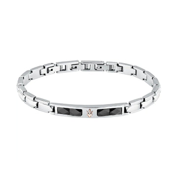 Bracciale uomo Maserati Ceramic in acciaio con 4 elementi in ceramica nera JM224ATZ40-1