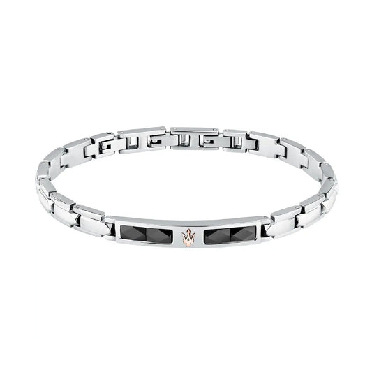Bracciale uomo Maserati Ceramic in acciaio con 4 elementi in ceramica nera JM224ATZ40-1