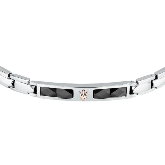 Bracciale uomo Maserati Ceramic in acciaio con 4 elementi in ceramica nera JM224ATZ40-2
