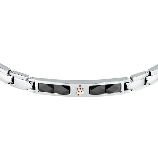 Bracciale uomo Maserati Ceramic in acciaio con 4 elementi in ceramica nera JM224ATZ40-2
