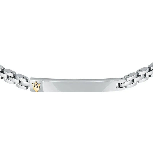 Bracciale catena uomo Maserati Iconic in acciaio con targa e logo oro JM324AVD55-2