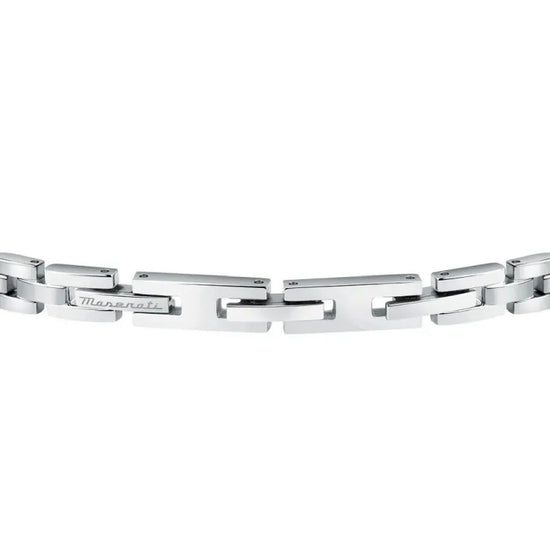 Bracciale catena uomo Maserati Iconic in acciaio con targa e logo oro JM324AVD55-3