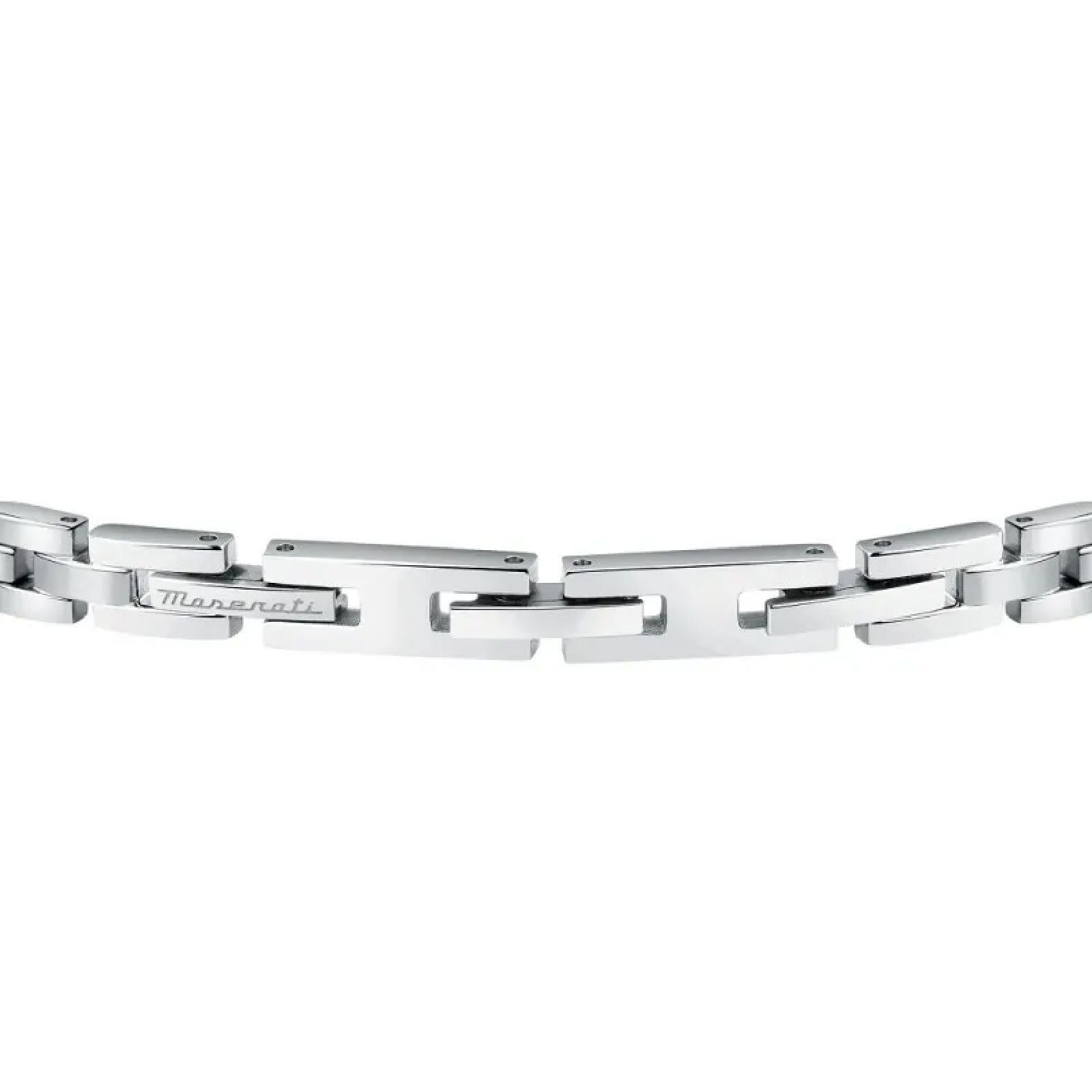 Bracciale catena uomo Maserati Iconic in acciaio con targa e logo oro JM324AVD55-3