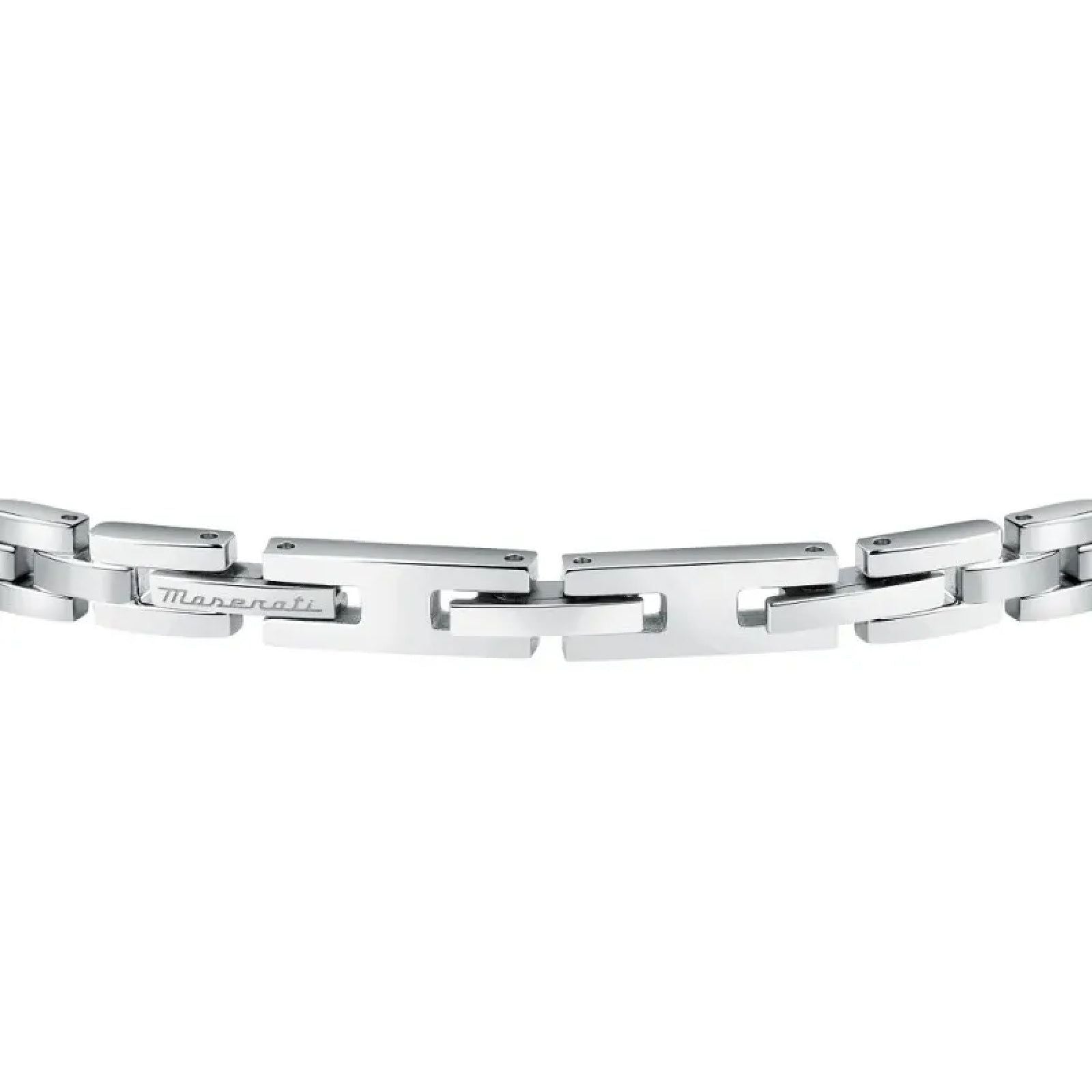 Bracciale catena uomo Maserati Iconic in acciaio con targa e logo blu JM324AVD56-3