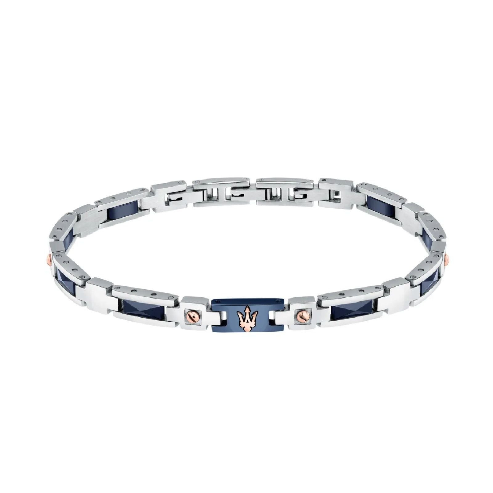 Bracciale Maserati Ceramic acciaio oro rosa ceramica blu JM523ATZ33-1