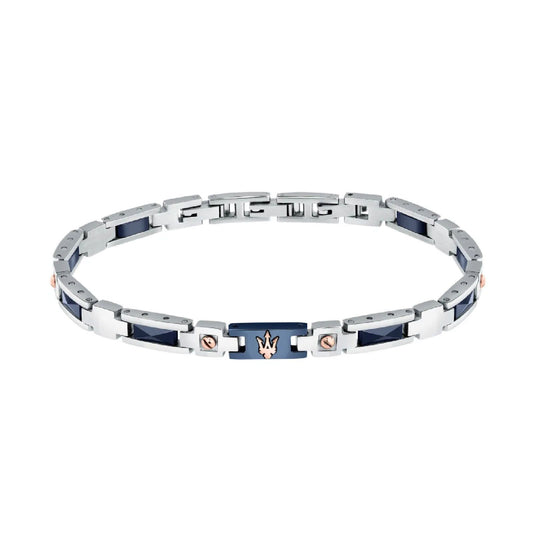 Bracciale Maserati Ceramic acciaio oro rosa ceramica blu JM523ATZ33-1