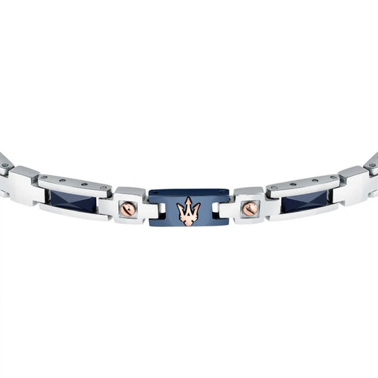 Bracciale Maserati Ceramic acciaio oro rosa ceramica blu JM523ATZ33-2