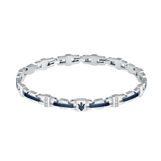 Bracciale Maserati Iconic acciaio elementi blu cristalli bianchi JM523AVD32-1