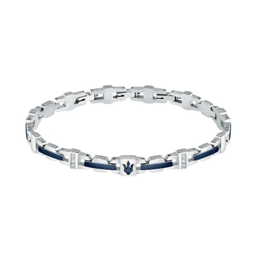 Bracciale Maserati Iconic acciaio elementi blu cristalli bianchi JM523AVD32-1