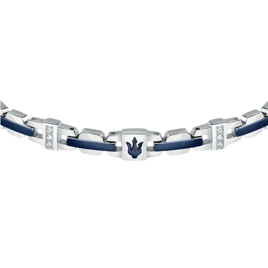 Bracciale Maserati Iconic acciaio elementi blu cristalli bianchi JM523AVD32-2