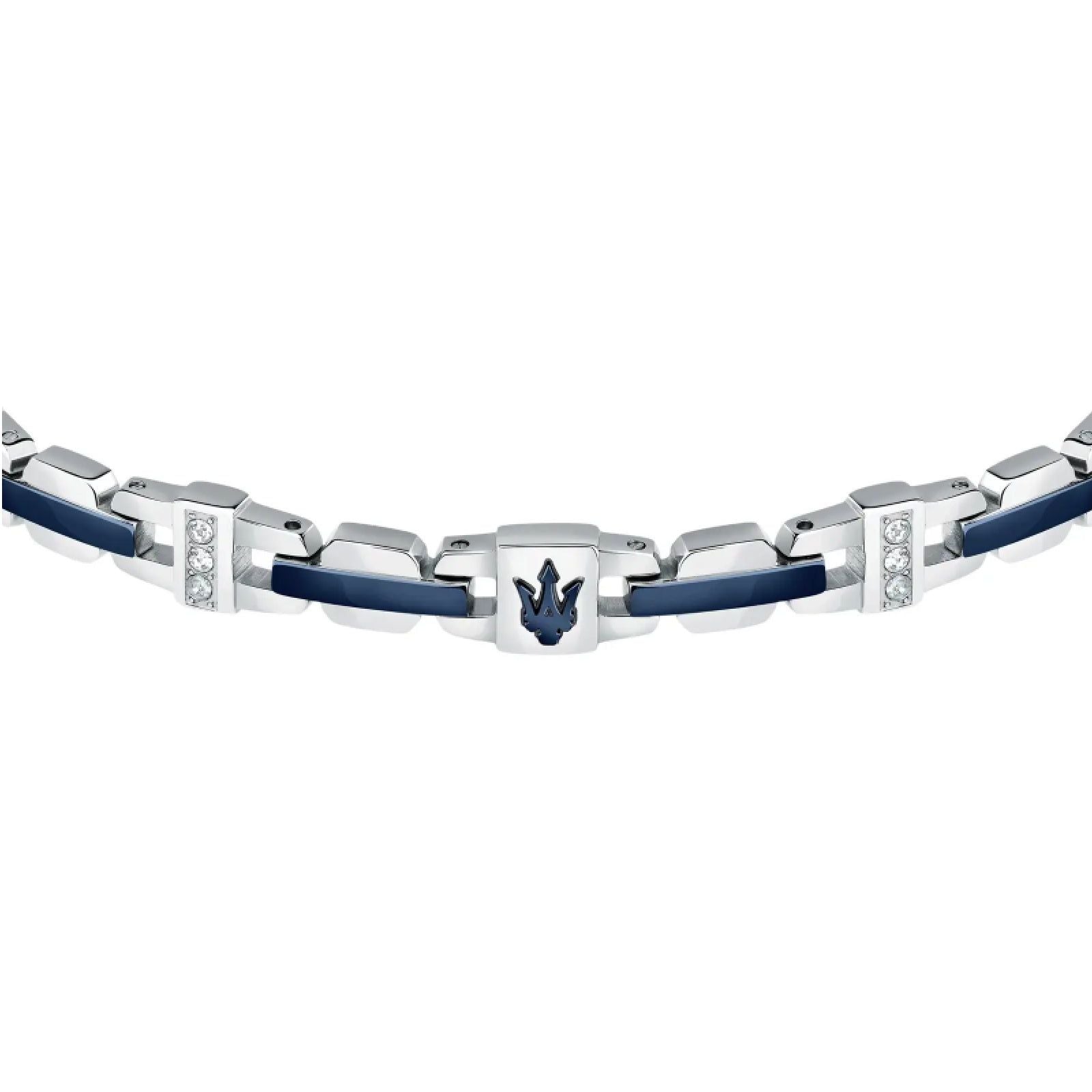 Bracciale Maserati Iconic acciaio elementi blu cristalli bianchi JM523AVD32-2