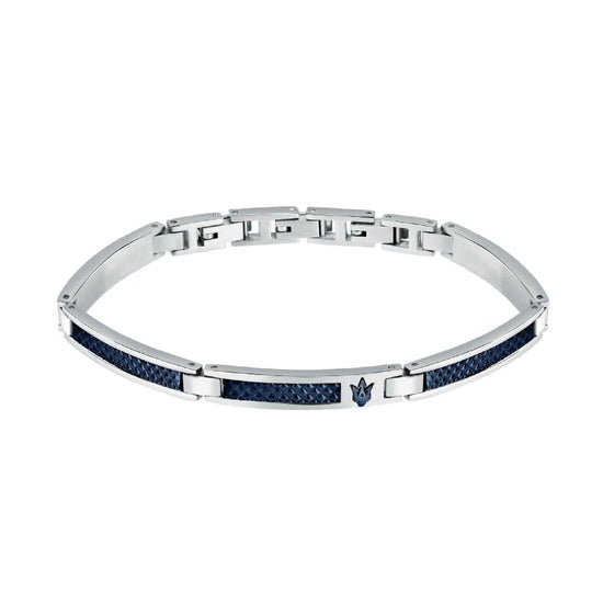 Bracciale Maserati Iconic acciaio con maglie allungate blu JM523AVD33-1