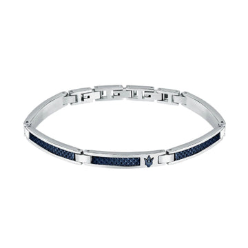 Bracciale Maserati Iconic acciaio con maglie allungate blu JM523AVD33-1