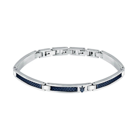 Bracciale Maserati Iconic acciaio con maglie allungate blu JM523AVD33-1