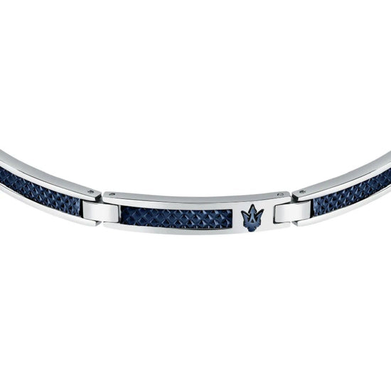 Bracciale Maserati Iconic acciaio con maglie allungate blu JM523AVD33-2