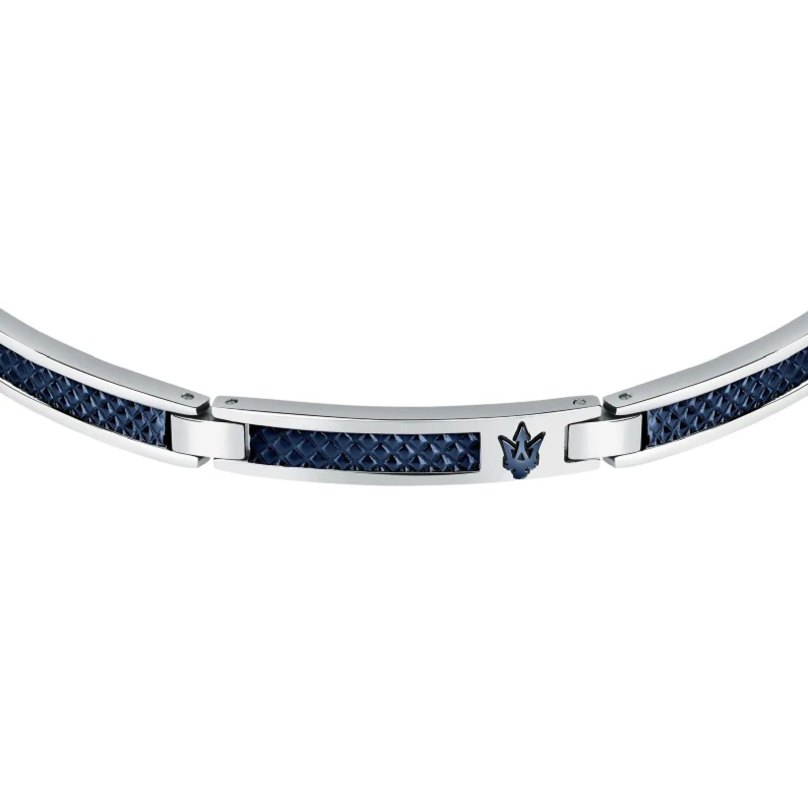 Bracciale Maserati Iconic acciaio con maglie allungate blu JM523AVD33-2