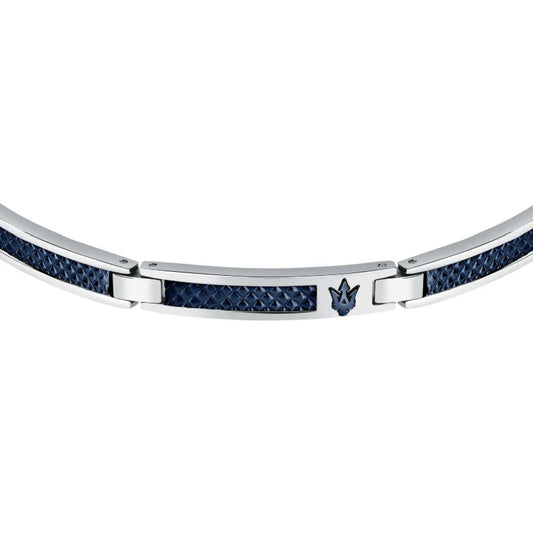 Bracciale Maserati Iconic acciaio con maglie allungate blu JM523AVD33-2