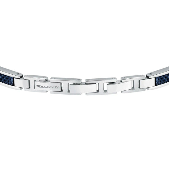 Bracciale Maserati Iconic acciaio con maglie allungate blu JM523AVD33-3
