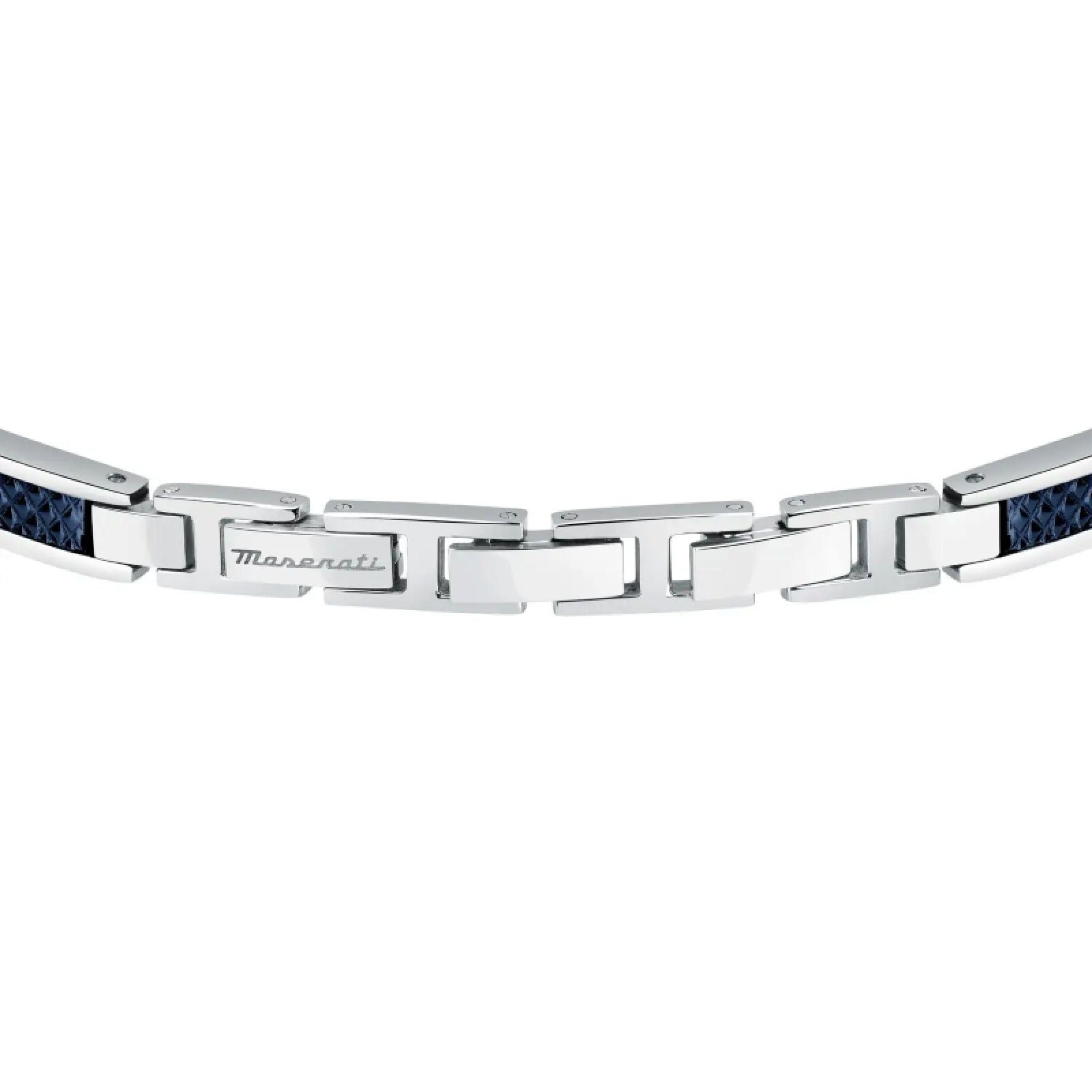 Bracciale Maserati Iconic acciaio con maglie allungate blu JM523AVD33-3