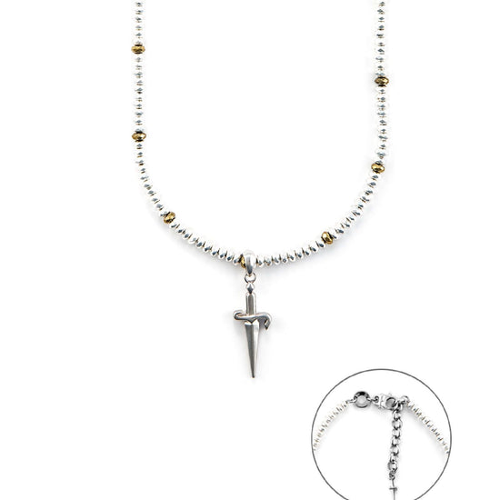 Collana uomo Cesare Paciotti in argento con elementi sferici dorati e pugnale JPCL2460B-1
