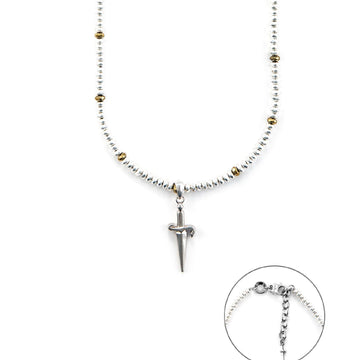 Collana uomo Cesare Paciotti in argento con elementi sferici dorati e pugnale JPCL2460B-1