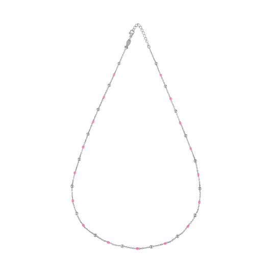 Collana donna Kurshuni Neon Pop in argento con sfere rodiate e rosa KCFZ0-P-2SP