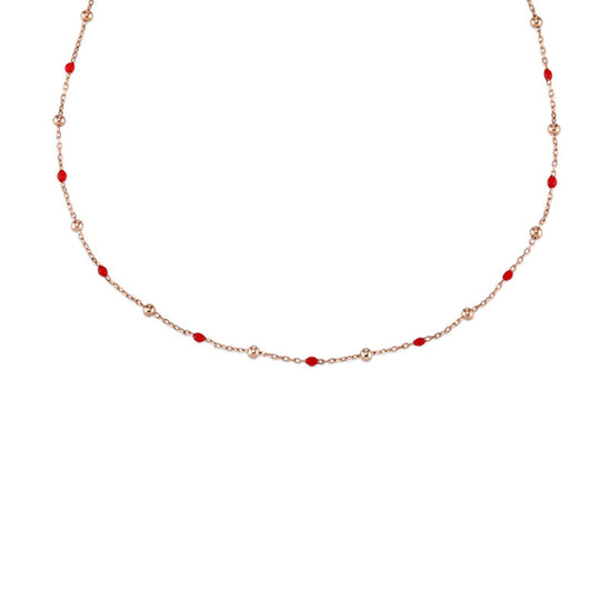 Collana donna Kurshuni Neon Pop in argento con sfere rosé e rosse KCFZ0-R-2RS-1