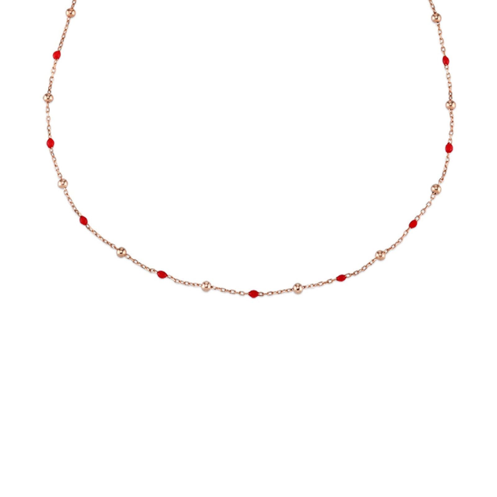 Collana donna Kurshuni Neon Pop in argento con sfere rosé e rosse KCFZ0-R-2RS-1