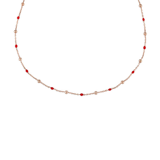 Collana donna Kurshuni Neon Pop in argento con sfere rosé e rosse KCFZ0-R-2RS-1