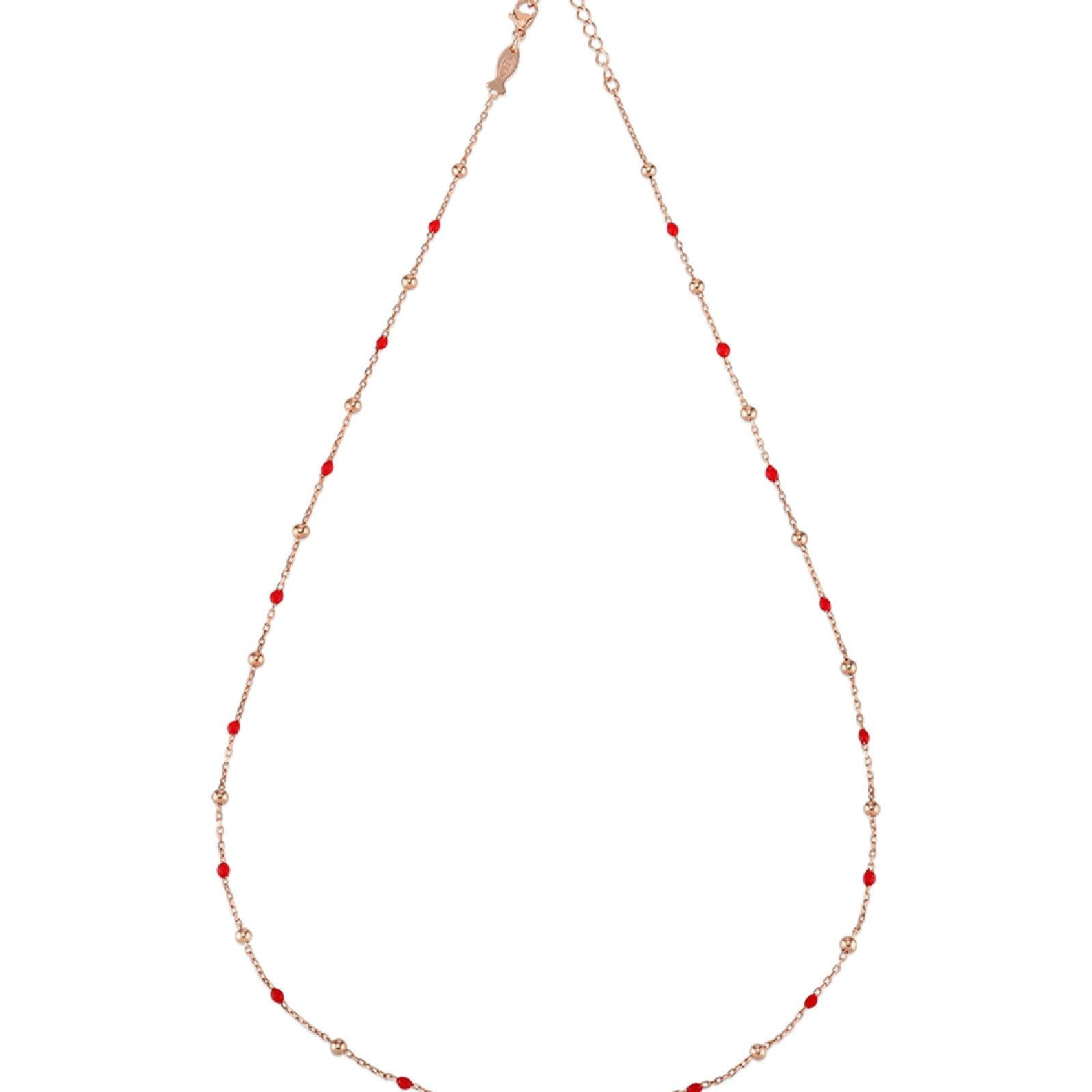 Collana donna Kurshuni Neon Pop in argento con sfere rosé e rosse KCFZ0-R-2RS-2