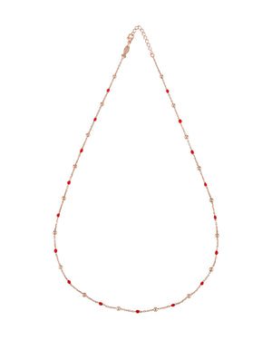 Collana girocollo da donna Kurshuni Neon Pop in argento 925 con piccole sfere rosé e rosse alternate KCFZ0-R-2RS