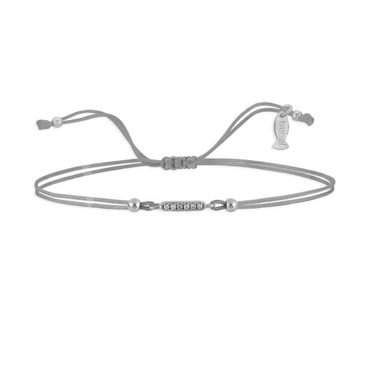 Bracciale donna Kurshuni Neon Pop con cordino nero linea di zirconi in argento KR435A-40SP-BL-1