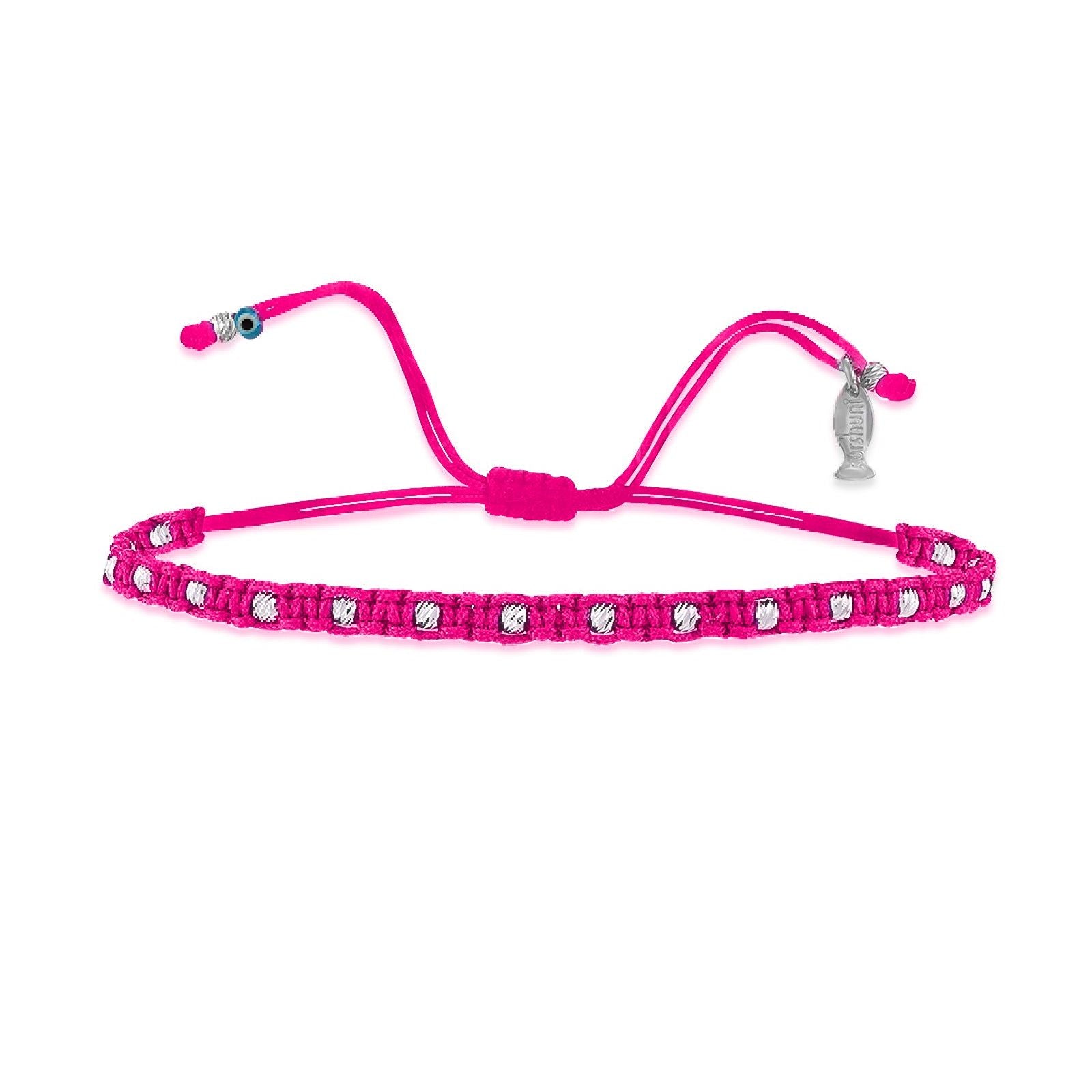 Bracciale donna Kurshuni Neon Pop cordino rosa neon sfere argento KZ065-800SP-NP-1