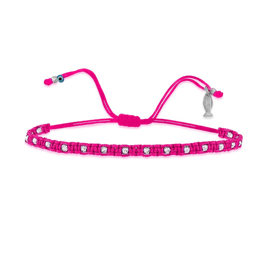 Bracciale donna Kurshuni Neon Pop cordino rosa neon sfere argento KZ065-800SP-NP-1