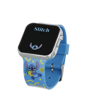 Orologio digitale da bambini Disney Lilo e Stitch LED con cassa 35 mm in plastica e cinturino in silicone azzurro LAS4038