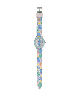 Orologio da bambini Disney Time Teacher Lilo e Stitch con cassa 33 mm in lega metallica e cinturino in silicone multicolor LAS9011