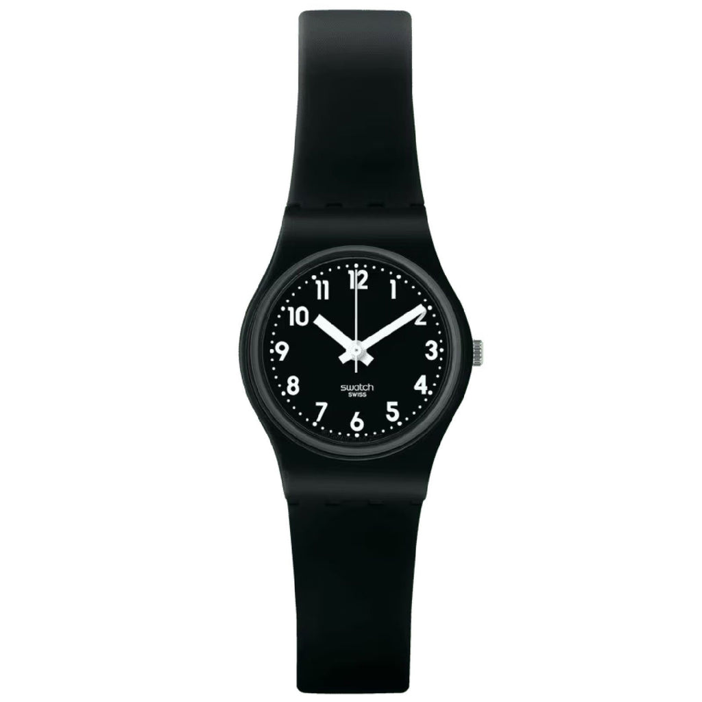 Orologio solo tempo Swatch New Core Lady Black Single da donna con cassa in plastica di 25mm e cinturino in silicone nero LB170E