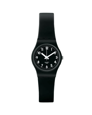 Orologio solo tempo Swatch New Core Lady Black Single da donna con cassa in plastica di 25mm e cinturino in silicone nero LB170E