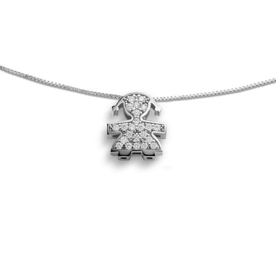 Collana donna leBebé I Tesorini oro bianco con bimba di diamanti 0,11ct LBB951-1