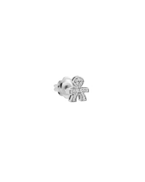 Mono orecchino a lobo da donna leBebé I Tesorini in oro bianco 18kt con bimbo e pavé di diamanti di 0,08ct LBB954