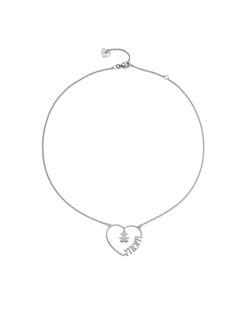 Collana girocollo da donna leBebé Cuore di Mamma in argento 925 con ciondolo a cuore con bimba LBBCDM24/F