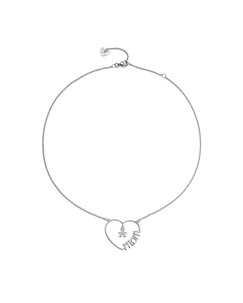 Collana girocollo da donna leBebé Cuore di Mamma in argento 925 con ciondolo a cuore con bimbo LBBCDM24/M
