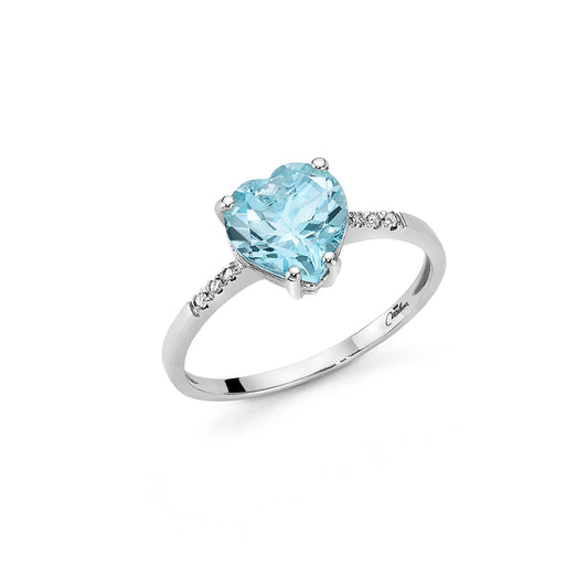 Anello donna Miluna Gemma del Cielo oro bianco diamanti 0,026ct e topazio a cuore 2,2ct LID3286-1