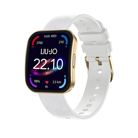 Smartwatch Liu Jo Voice Curved cassa oro e cinturino bianco MISURA UNICA