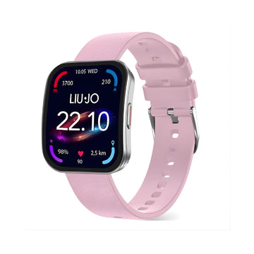 Smartwatch Liu Jo Voice Curved cassa argento e cinturino rosa MISURA UNICA
