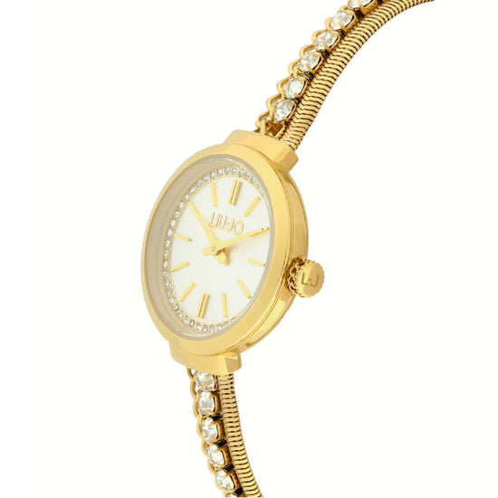 Orologio solo tempo Liu Jo in acciaio dorato tennis cristalli MISURA UNICA