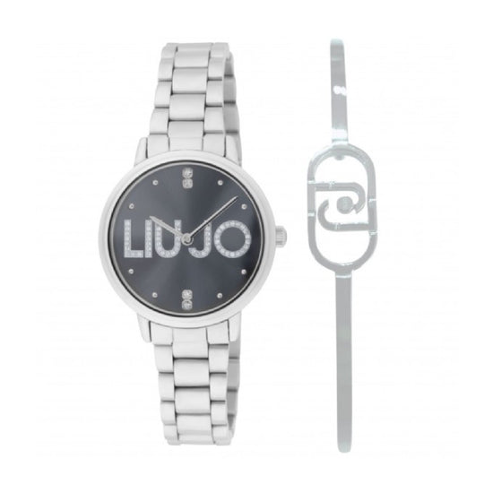 Set orologio e bracciale rigido Liu Jo in acciaio quadrante nero MISURA UNICA