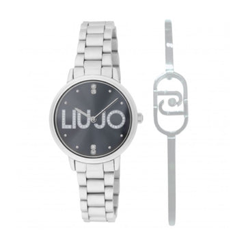 Set orologio e bracciale rigido Liu Jo in acciaio quadrante nero MISURA UNICA