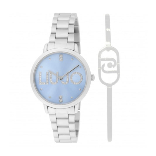 Set orologio e bracciale Liu Jo in acciaio e quadrante azzurro MISURA UNICA